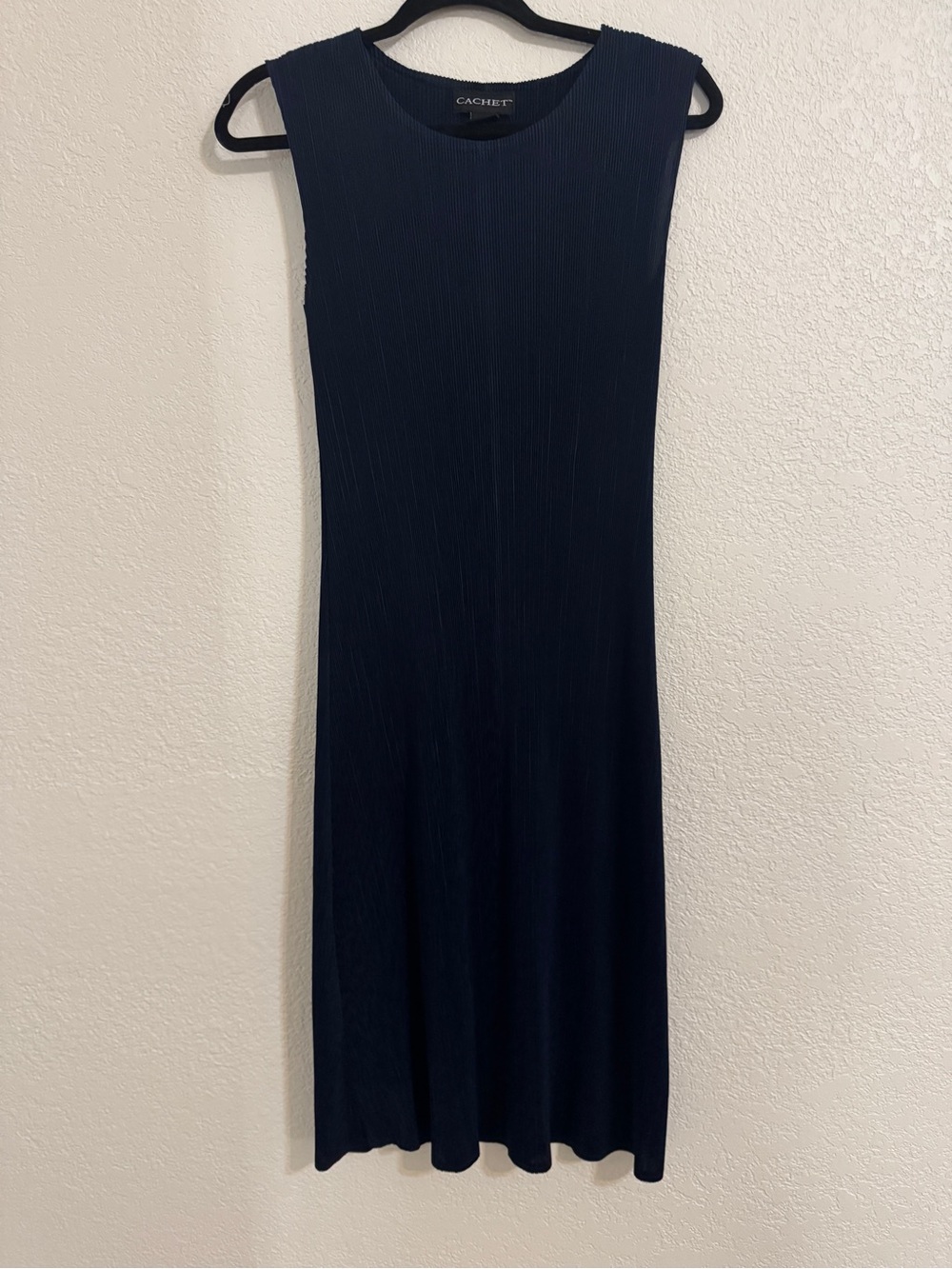#25 Cachet Navy Sleeveless Ribbed Midi Dress